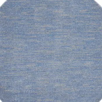 6' X 6' Blue And Gray Round Indoor Outdoor Area Rug