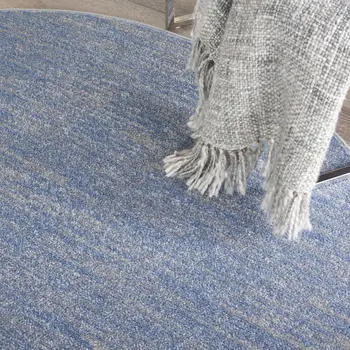 6' X 6' Blue And Gray Round Indoor Outdoor Area Rug