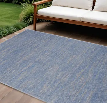 9' X 12' Blue And Gray Indoor Outdoor Area Rug