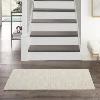 4' Runner Beige And Ivory Indoor Outdoor Runner Rug