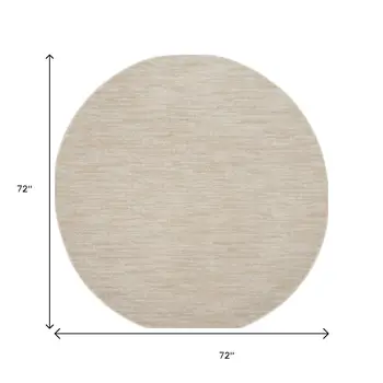 6' X 6' Beige And Ivory Round Indoor Outdoor Area Rug