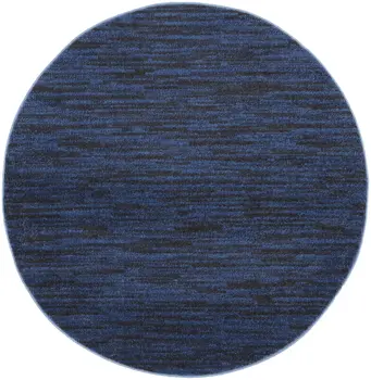 4' Blue Round Indoor Outdoor Area Rug