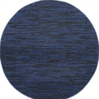 4' Blue Round Indoor Outdoor Area Rug