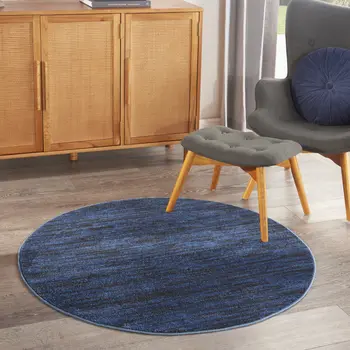 4' Blue Round Indoor Outdoor Area Rug