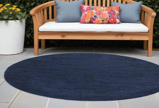 6' X 6' Blue Round Indoor Outdoor Area Rug
