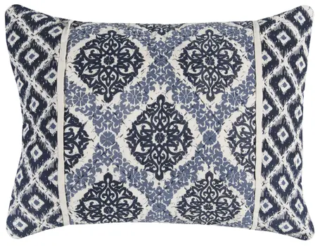 Blue And Ivory Damask King Quilt