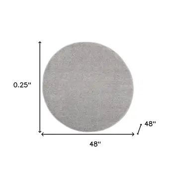 4' Gray Round Indoor Outdoor Area Rug