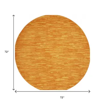 6' X 6' Orange Round Indoor Outdoor Area Rug