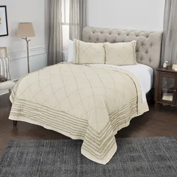 Ivory Geometric King Quilt