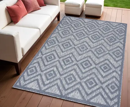 4' X 6' Denim Blue Indoor Outdoor Area Rug