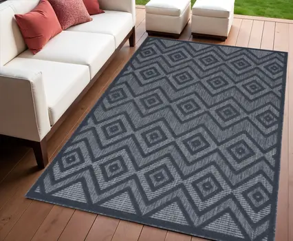 4' X 6' Blue Indoor Outdoor Area Rug