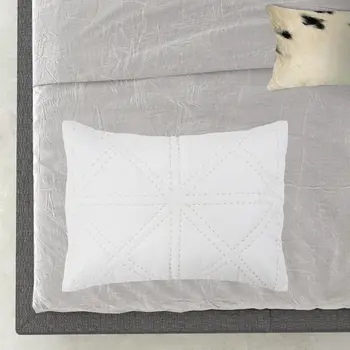 White Geometric King Quilt