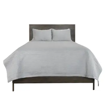 Set of Three Gray Geometric King Quilt