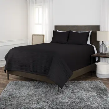 Black Geometric King Quilt