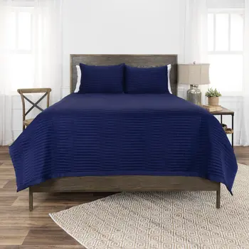 Indigo Geometric Queen Quilt