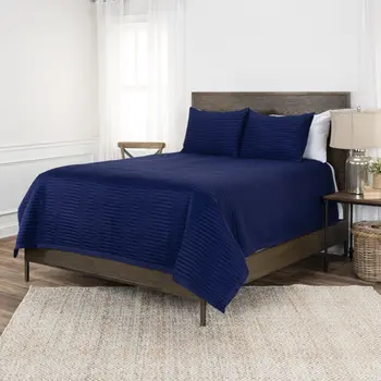 Indigo Geometric Queen Quilt