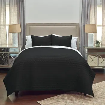 Black Geometric Twin Quilt