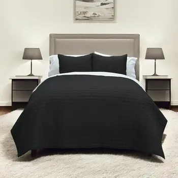 Black Geometric Twin Quilt