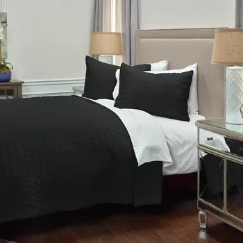 Black Geometric Twin Quilt