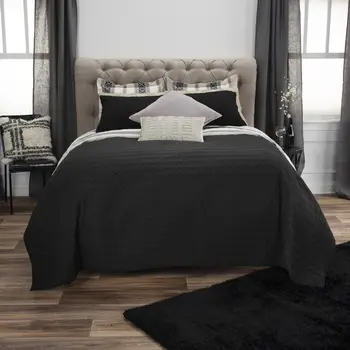 Black Geometric Twin Quilt