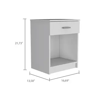 22" White Wood One Drawer Nightstand