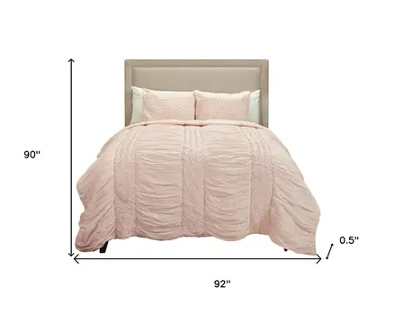 Pink Geometric Queen Quilt