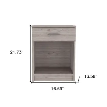 22" Light Gray Wood One Drawer Nightstand