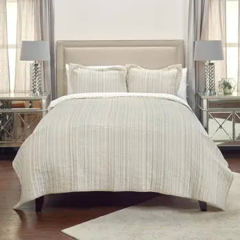 Brown And Ivory Striped King Quilt