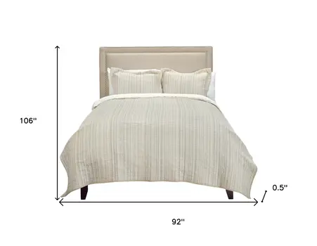 Brown And Ivory Striped King Quilt