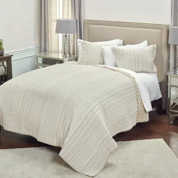 Brown And Ivory Striped King Quilt