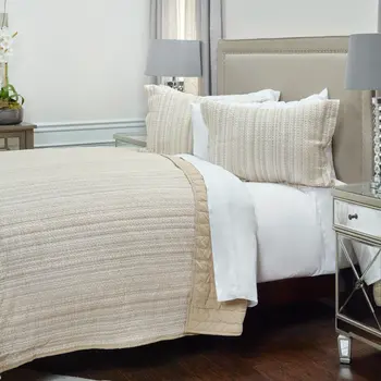 Brown And Ivory Striped King Quilt