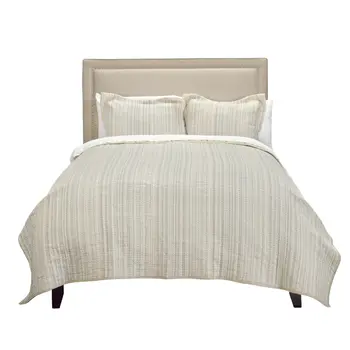 Brown And Ivory Striped Queen Quilt