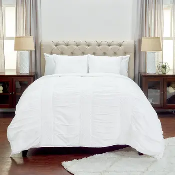 White Geometric King Quilt