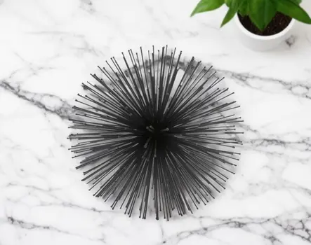 8" Black Iron Decorative Orb Tabletop Sculpture