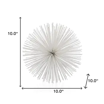 10" White Iron Decorative Orb Tabletop Sculpture
