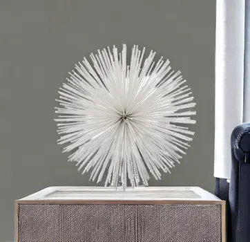 10" White Iron Decorative Orb Tabletop Sculpture
