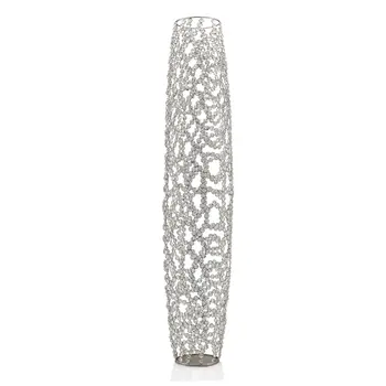 47" Silver Oval Crystal Glass Floor Vase With Faux Crystals