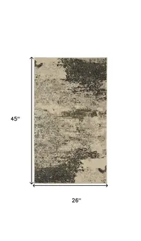 2' X 4' Ivory And Grey Abstract Power Loom Non Skid Area Rug