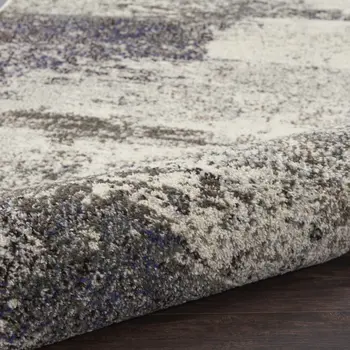 5' X 7' Ivory And Grey Abstract Power Loom Non Skid Area Rug