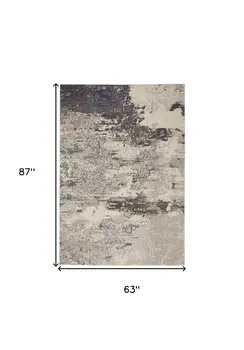 5' X 7' Ivory And Grey Abstract Power Loom Non Skid Area Rug