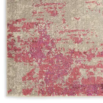 2' X 4' Ivory And Pink Abstract Power Loom Non Skid Area Rug