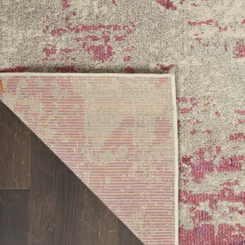 2' X 8' Ivory And Pink Abstract Power Loom Non Skid Runner Rug
