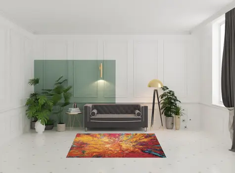 5' X 7' Cayenne Abstract Power Loom Non Skid Area Rug