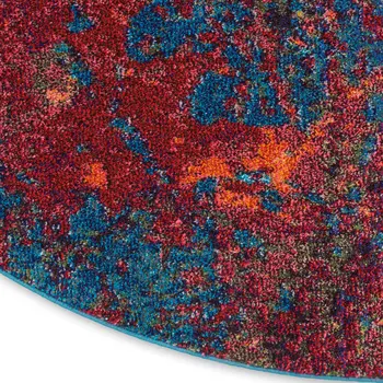 4' X 4' Atlantic Round Abstract Power Loom Non Skid Area Rug