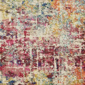 2' X 4' Pink Abstract Power Loom Distressed Non Skid Area Rug