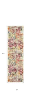 2' X 8' Pink Abstract Power Loom Distressed Non Skid Runner Rug