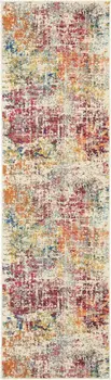 2' X 8' Pink Abstract Power Loom Distressed Non Skid Runner Rug