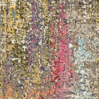 8' Blue Yellow And Orange Abstract Runner Rug