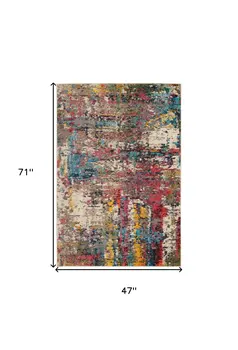 4' X 6' Sunset Abstract Power Loom Non Skid Area Rug