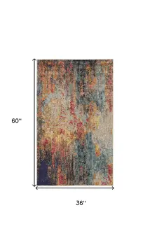 3' X 5' Multicolor Abstract Power Loom Non Skid Area Rug